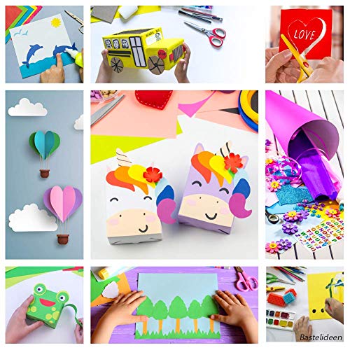 100 Blatt TONPAPIER - Buntes Papier DIN A4-130g/m² Set 10 Farben – Stabil Bastelpapier & Farbige Blätter, Kinder & DIY Bogen, Zubehör zum Basteln für Fotoalbum Geschenke zum Kreativ sein Bedruckbar - 7