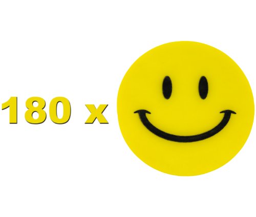 180 Gelbe Smiley Face Stickers ø 2cm - Lächlen - Freude - Belohnung -