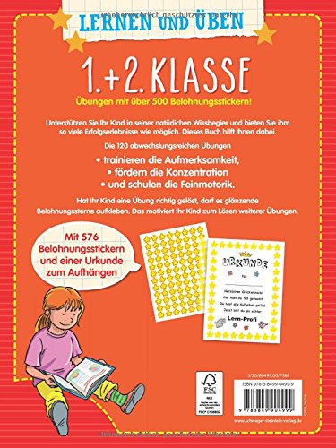 1. + 2. Klasse - Übungen mit 500 Belohnungsstickern: Rechnen, zuordnen, schreiben. Von Pädagogen empfohlen -